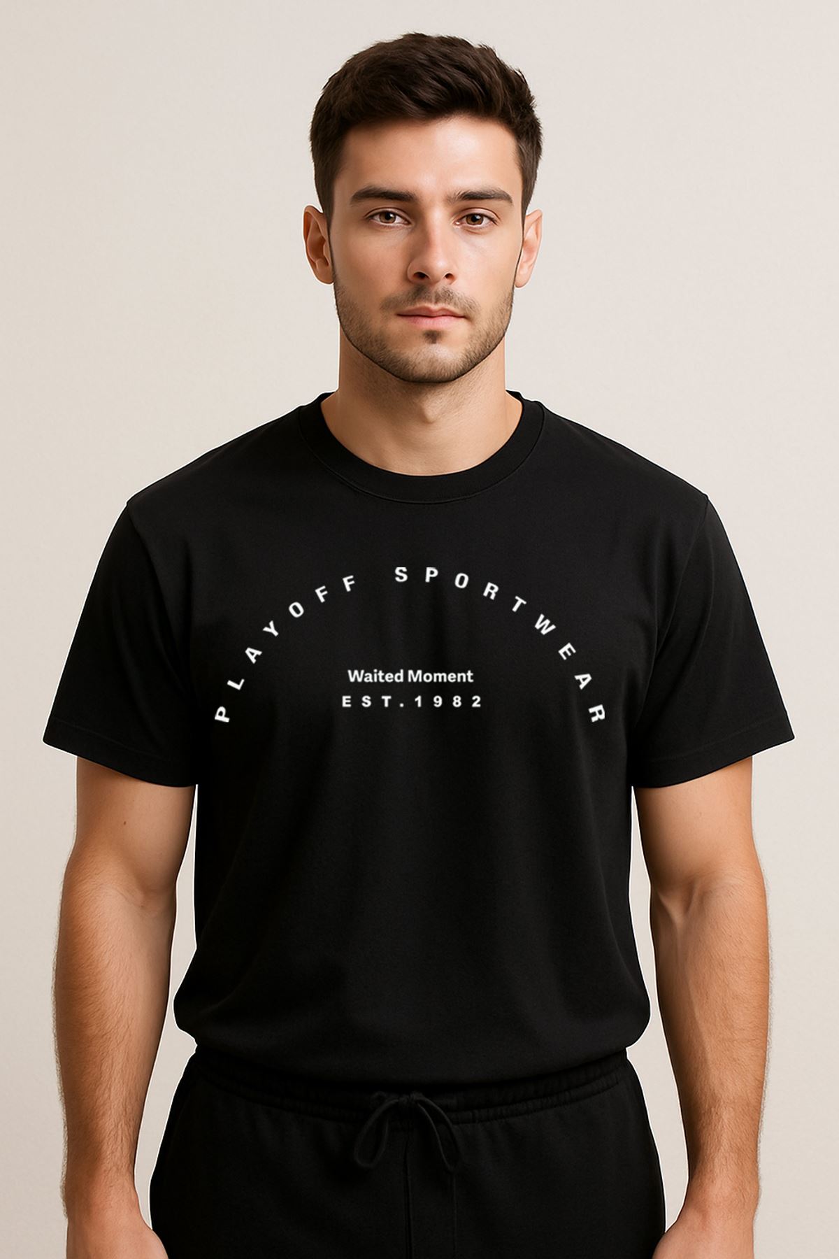 Playoff Spor T-Shirt Siyah