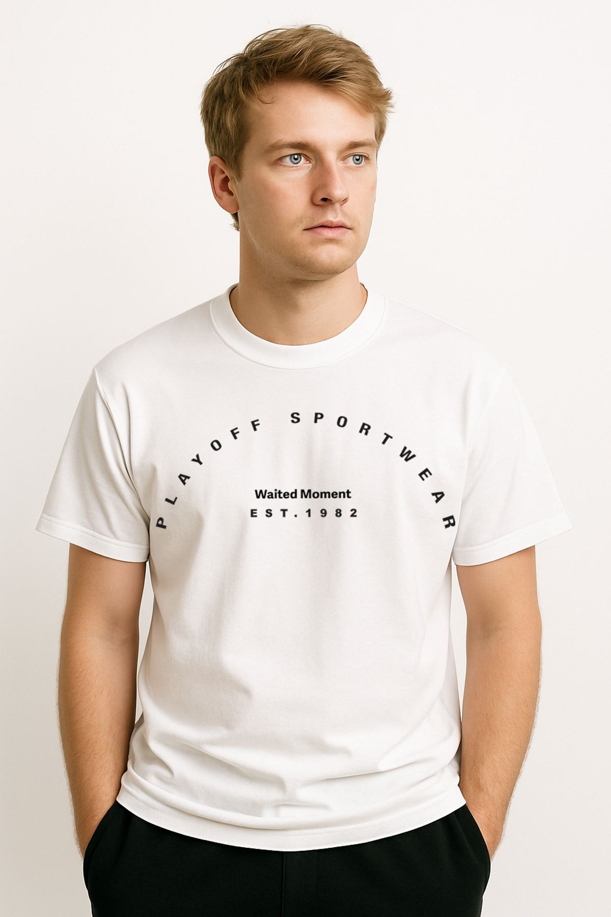 Playoff Spor T-Shirt Beyaz