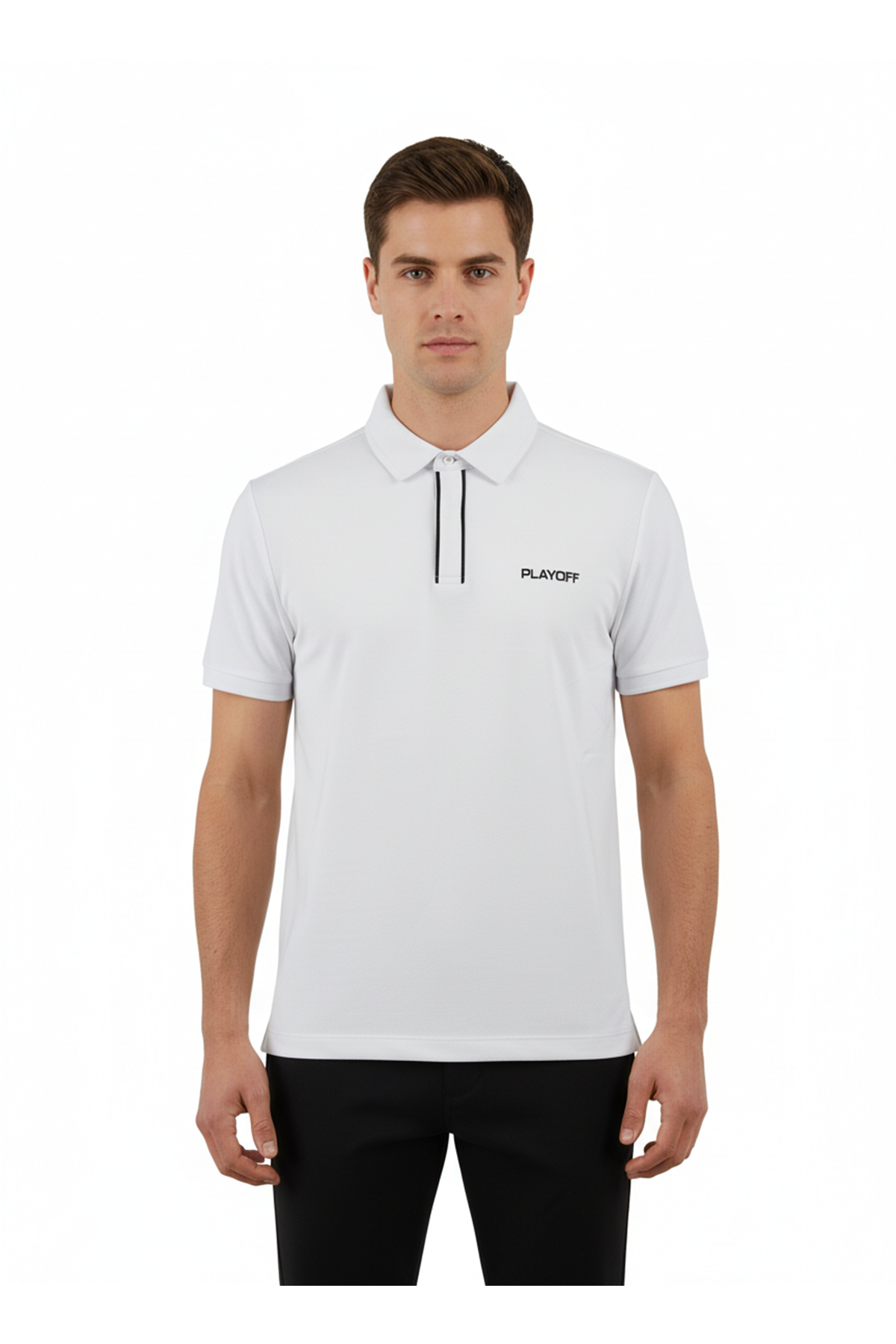 Playoff Polo Yaka Penye T-Shirt Beyaz