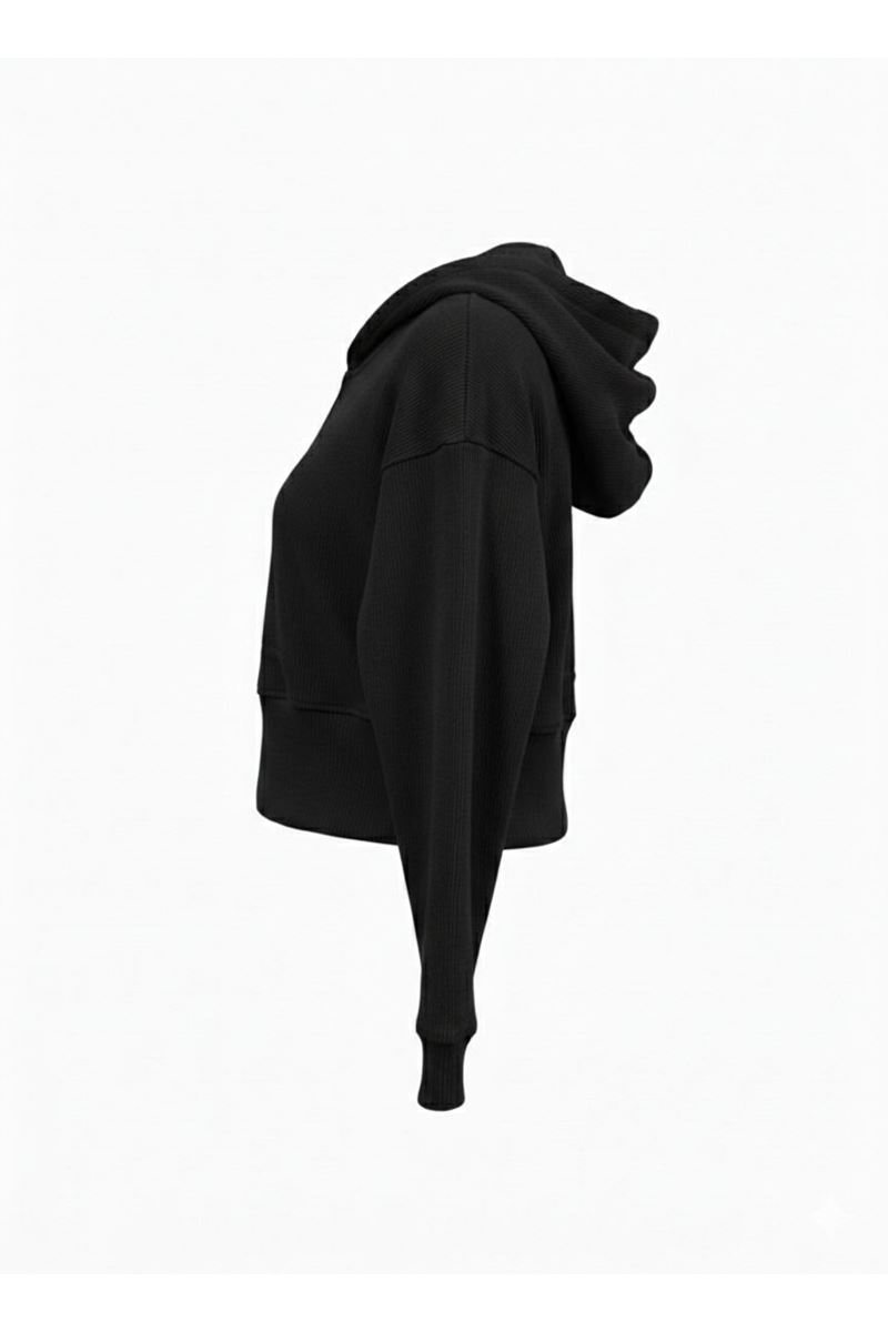 Playoff Crop Kesim Fermuarlı Eşofman Üstü Siyah