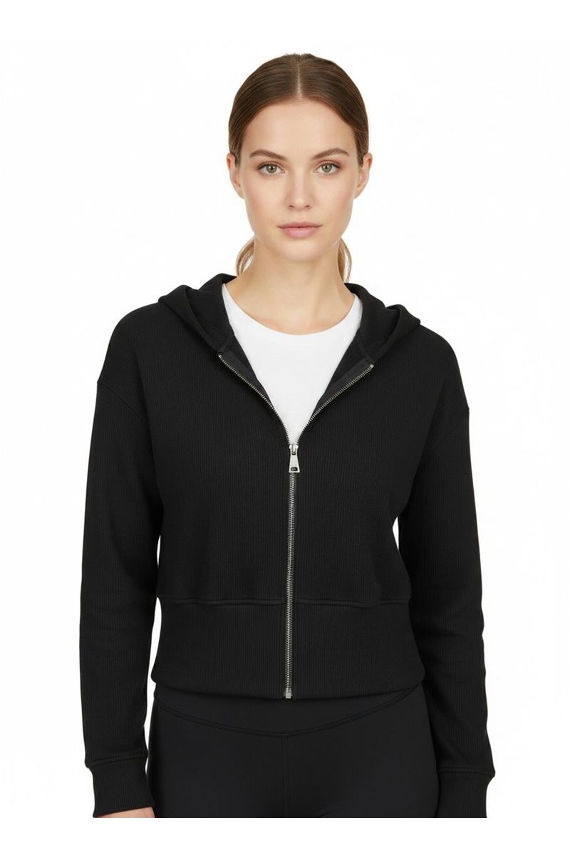 Playoff Crop Kesim Fermuarlı Eşofman Üstü Siyah