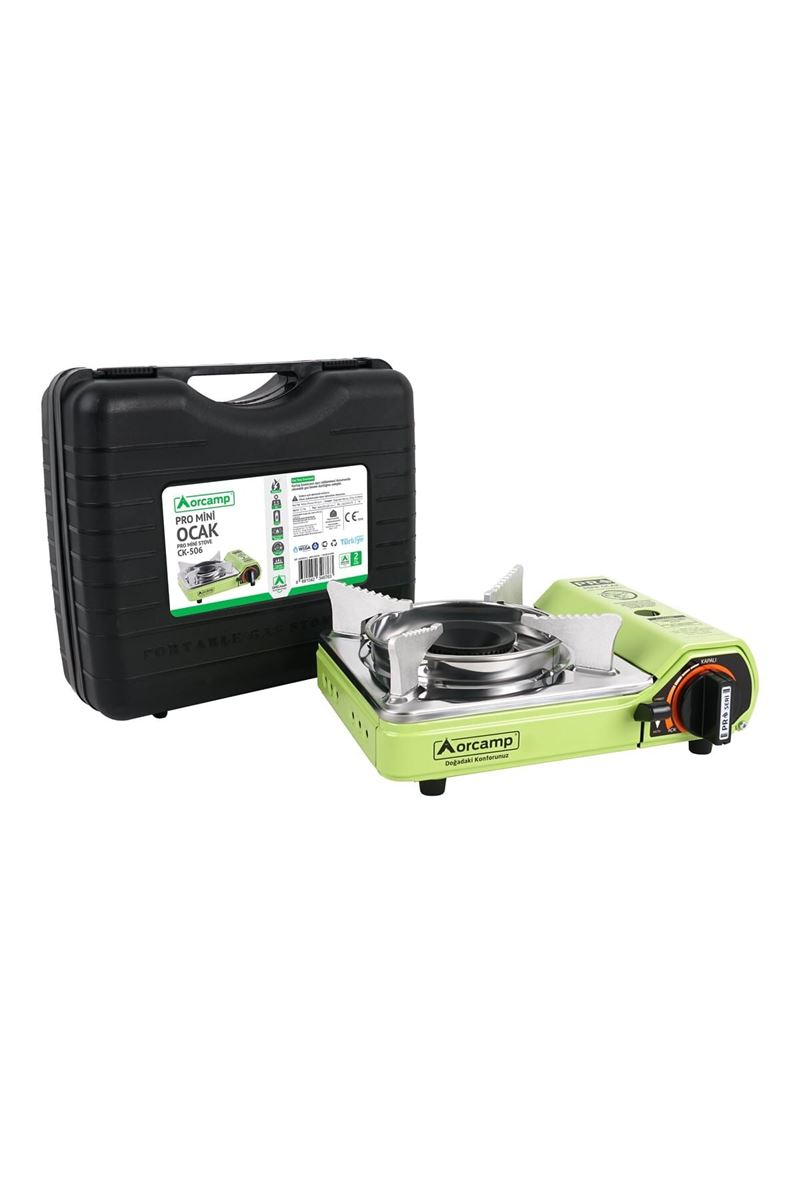 Orcamp Tekli Mini Portatif Ocak Gaz Stop Emniyetli / Yeşil