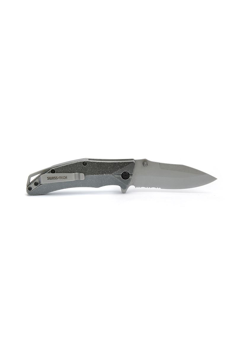 Swiss+Tech Aluminum Serrated Folding Knife ST014005