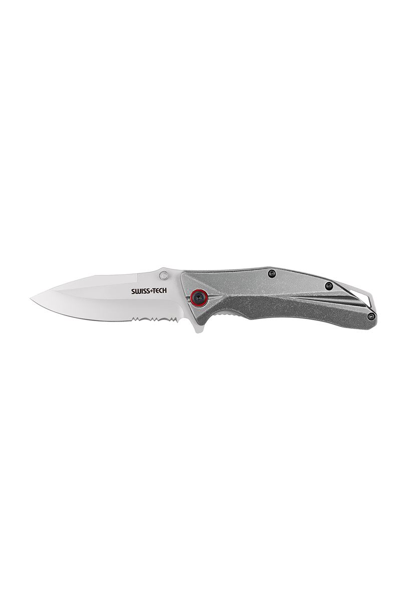 Swiss+Tech Aluminum Serrated Folding Knife ST014005