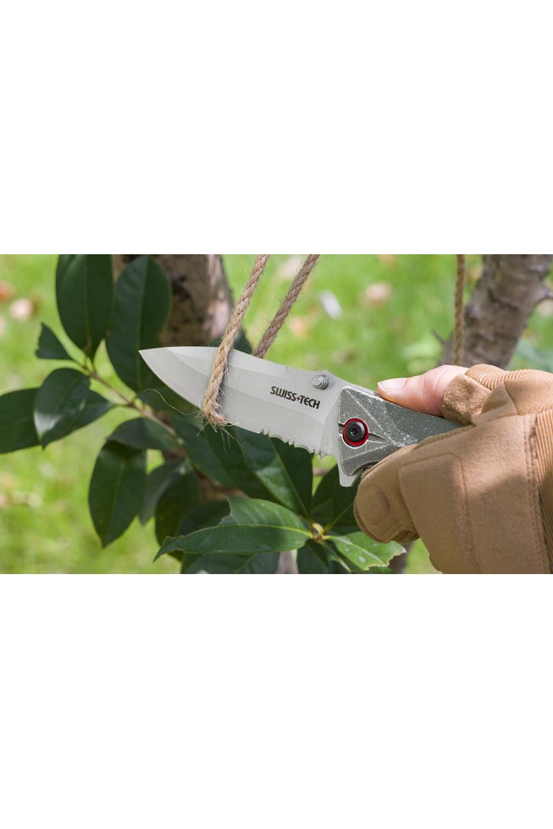 Swiss+Tech Aluminum Serrated Folding Knife ST014005