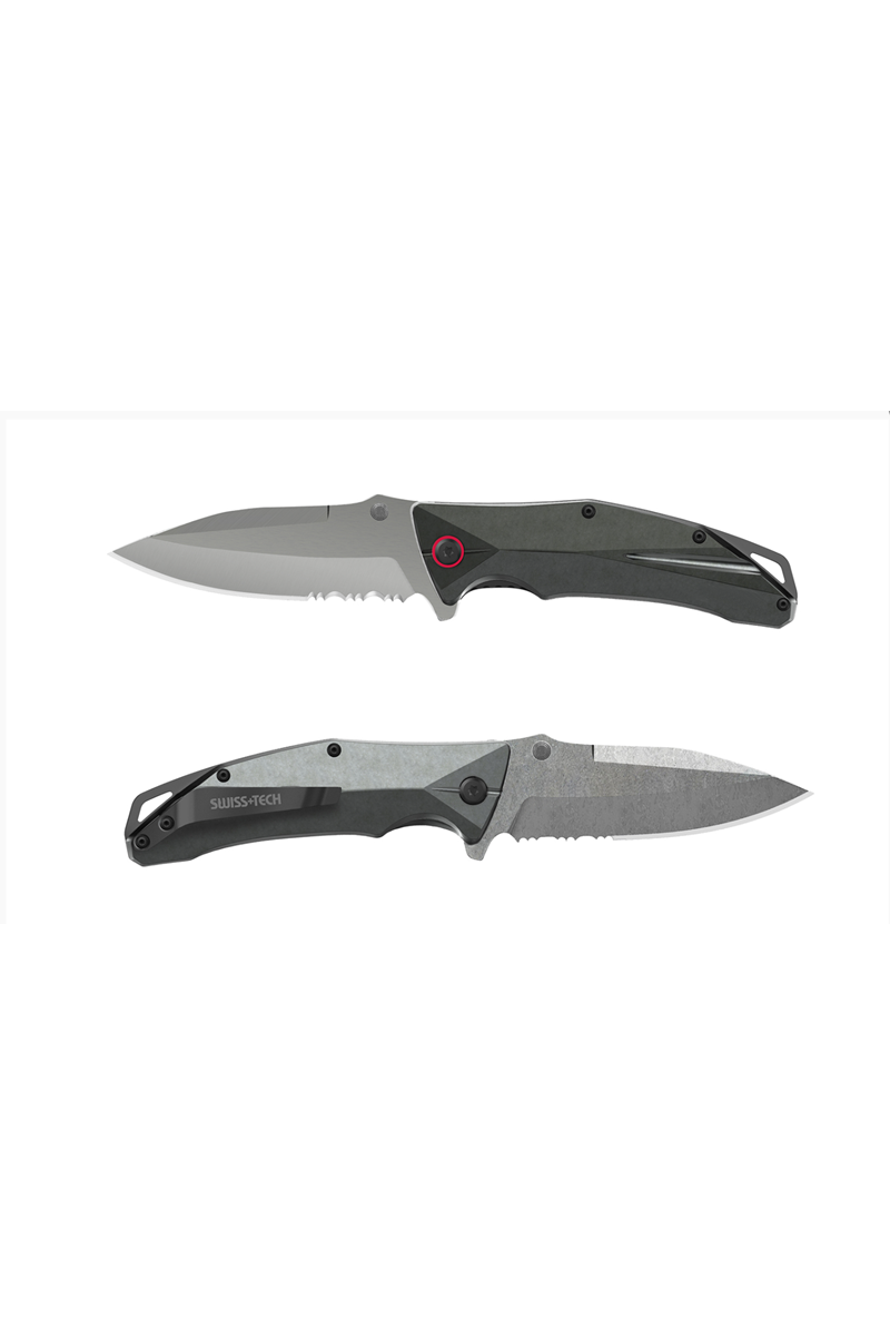Swiss+Tech Aluminum Serrated Folding Knife ST014005