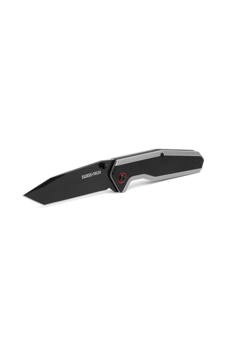Swiss+Tech SS&G10 Folding Knife-Black TiNi ST014004