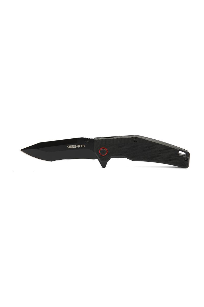 Swiss+Tech G10 Folding Knife-Black TiNi ST014002