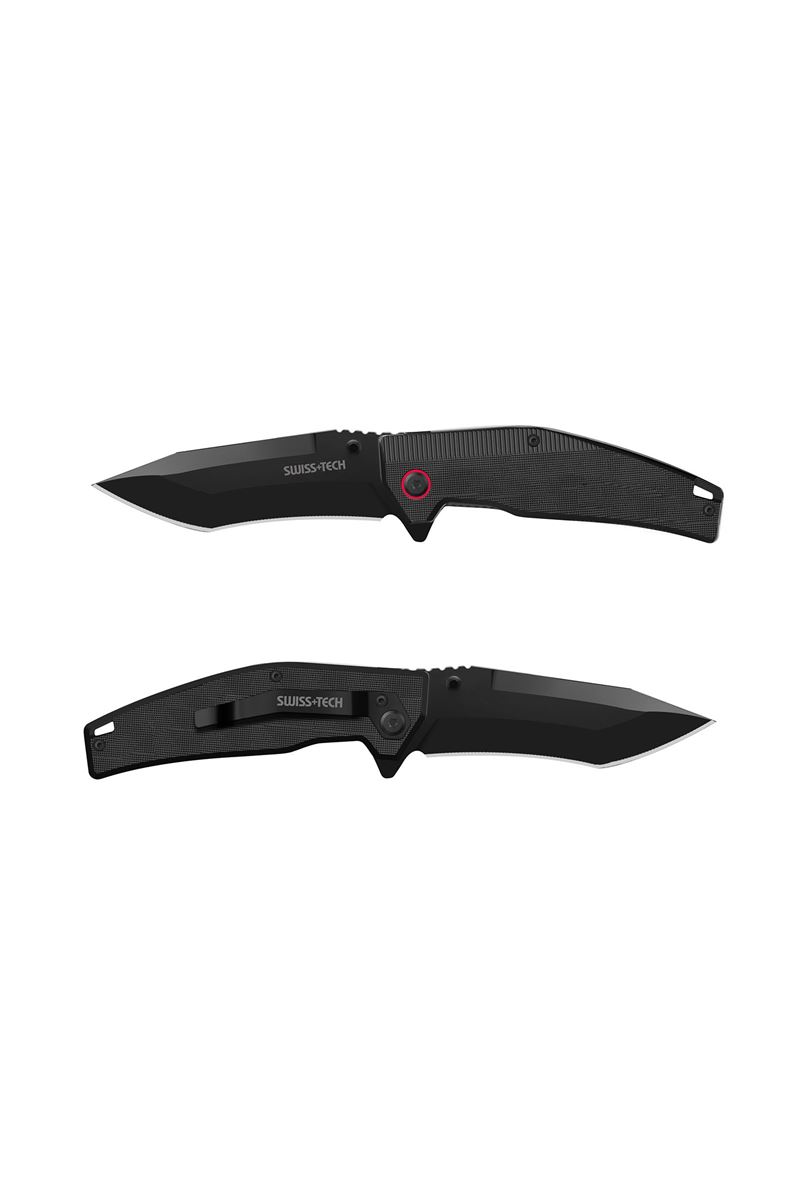Swiss+Tech G10 Folding Knife-Black TiNi ST014002