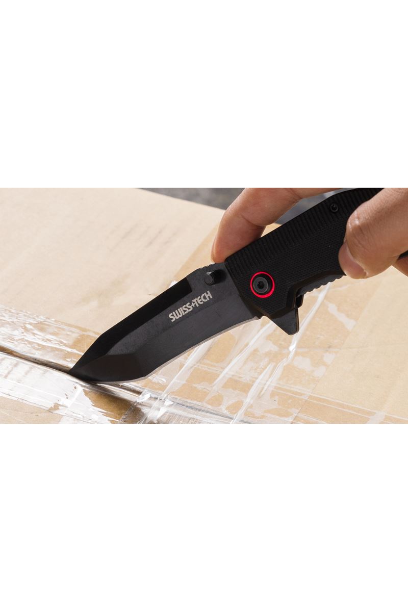 Swiss+Tech G10 Folding Knife-Black TiNi ST014002