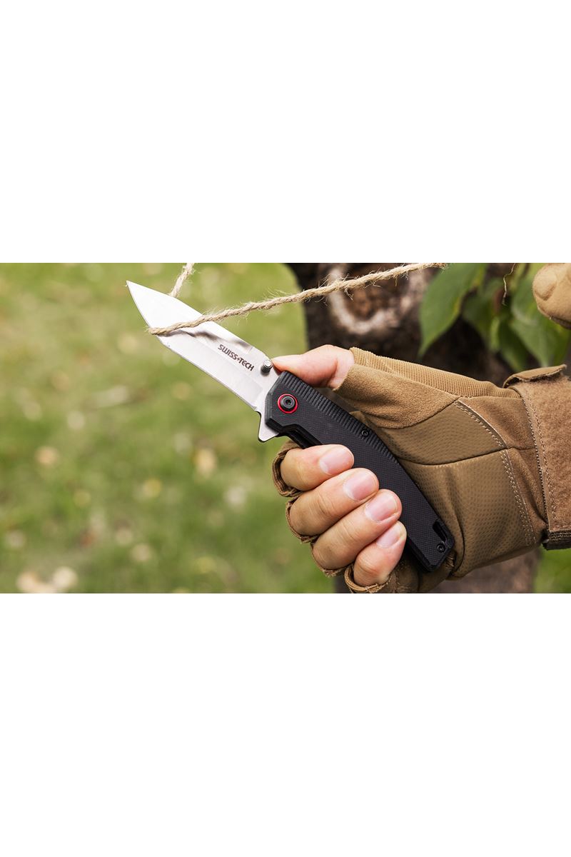 Swiss+Tech G10 Folding Knife-Satin Polish ST014001