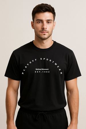 Playoff Spor T-Shirt Siyah