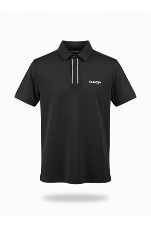 Playoff Polo Yaka Penye T-Shirt Siyah