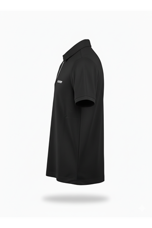 Playoff Polo Yaka Penye T-Shirt Siyah