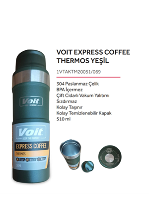 Voıt Express Playoff Coffee Thermos Yeşil